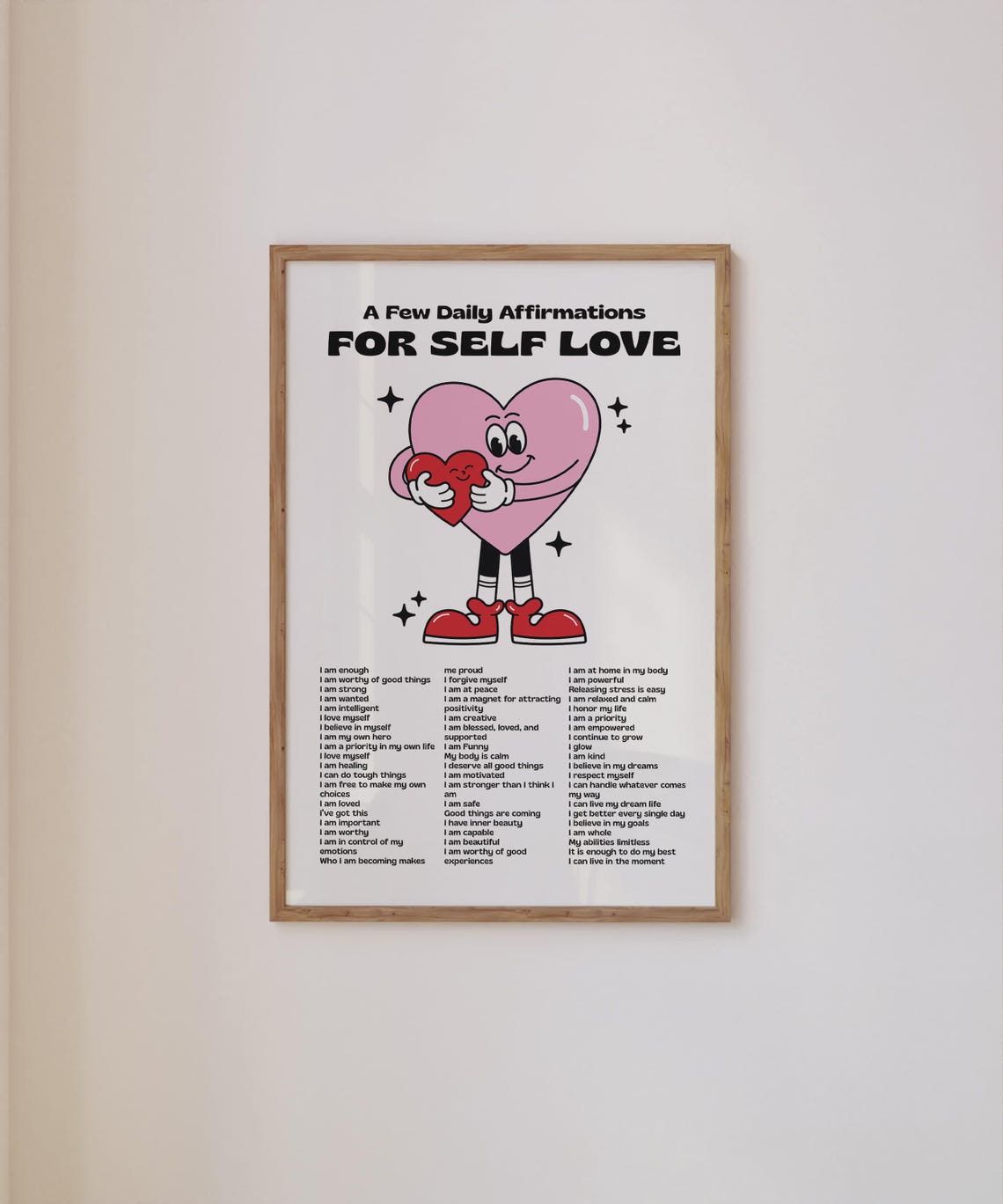 Self Love Affirmations Retro Print Daily Positive Art Instant