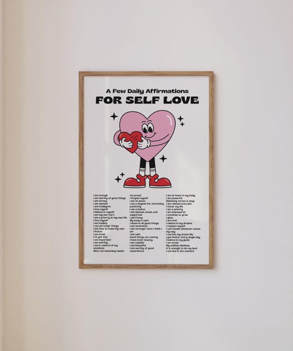 Self Love Affirmations Retro Print Daily Positive Art Instant