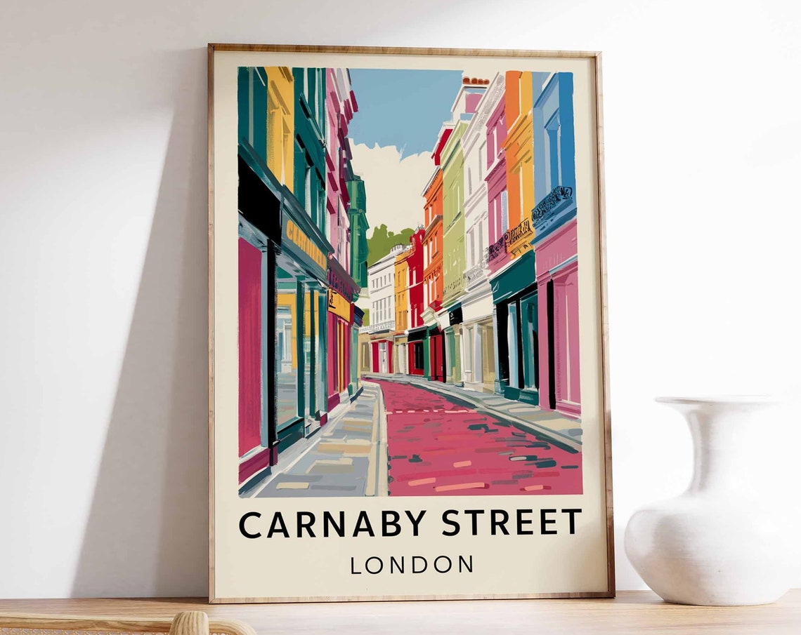 Carnaby Street Poster London Print London Art London Poster London Travel Print William Morris Print Retro London Art