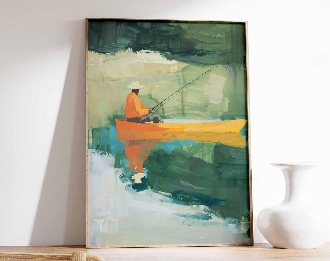 Fishing Poster Fishing Wall Art Gift For Fisherman Angling Art Floral Print Botanical Decor Outdoor Poster Adventure Poster