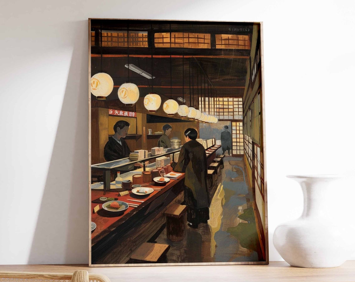 Japanese Sushi Poster Sushi Print Japanese Food Art Japanese Food Print Sushi Poster Japanese Wall Art Kitchen Decor Food Print