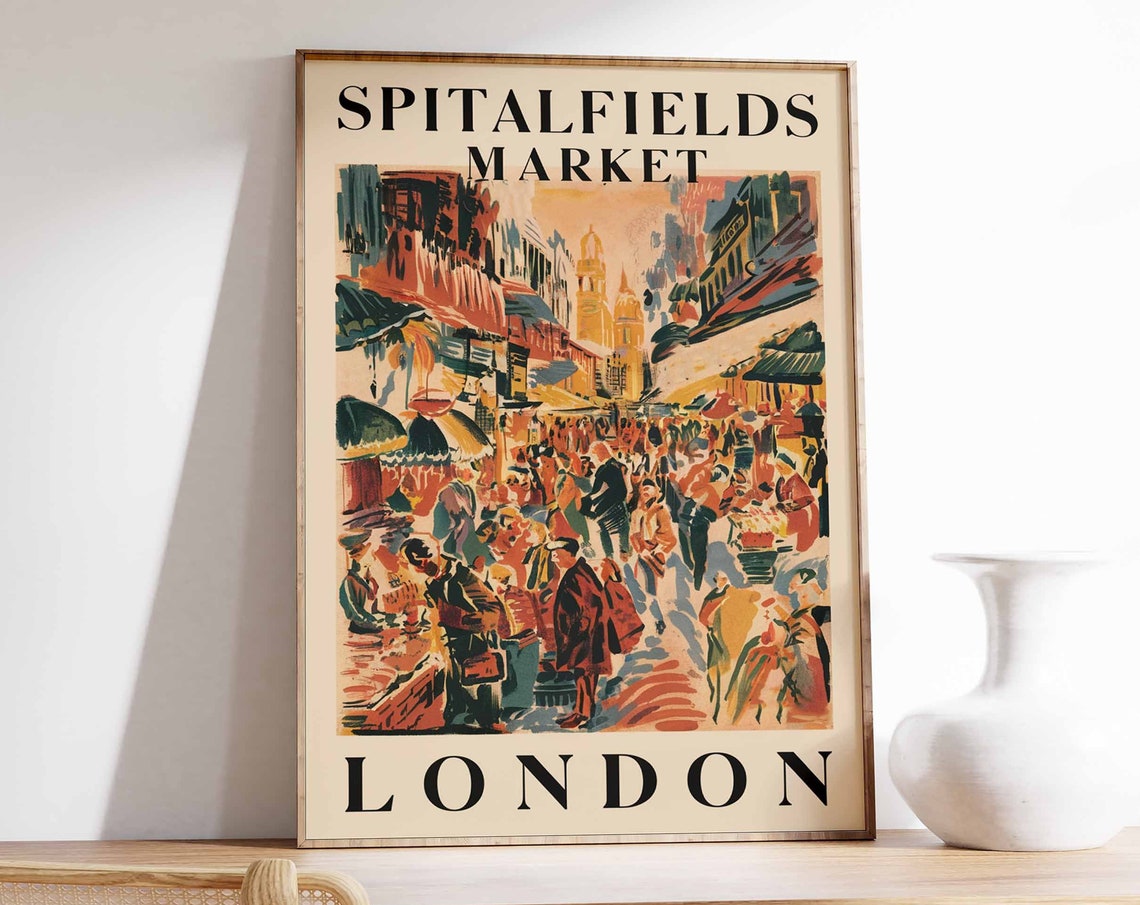 Spitalfields Market Poster London Print London Art London Poster London Travel Print William Morris Print Retro London Art
