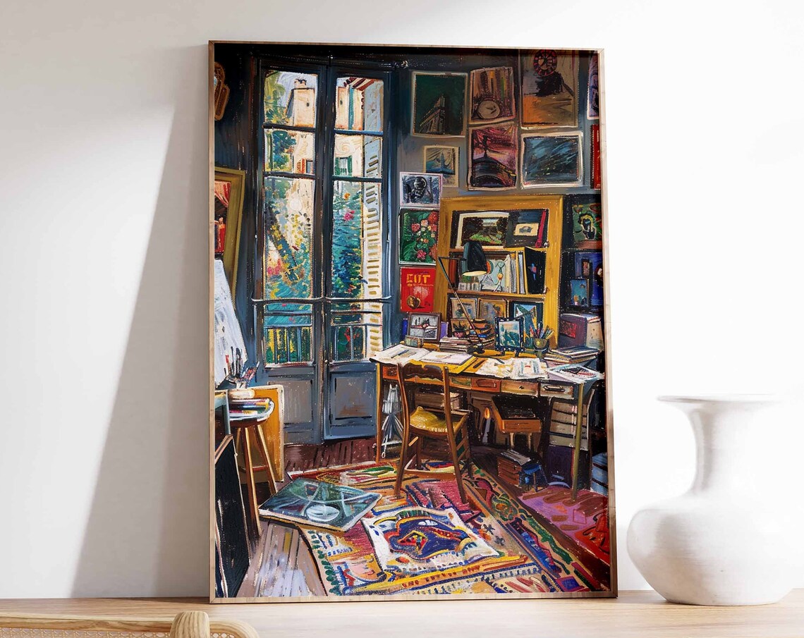Colorful Artist Studio with French Doors Gallery Wall Poster