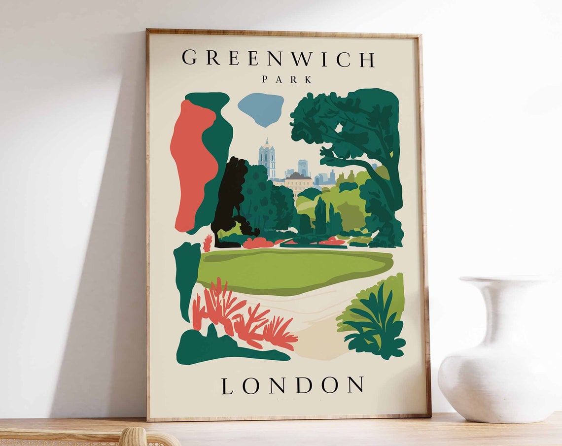Greenwich Park Poster London Print London Art London Poster London Travel Print William Morris Print Retro London Art