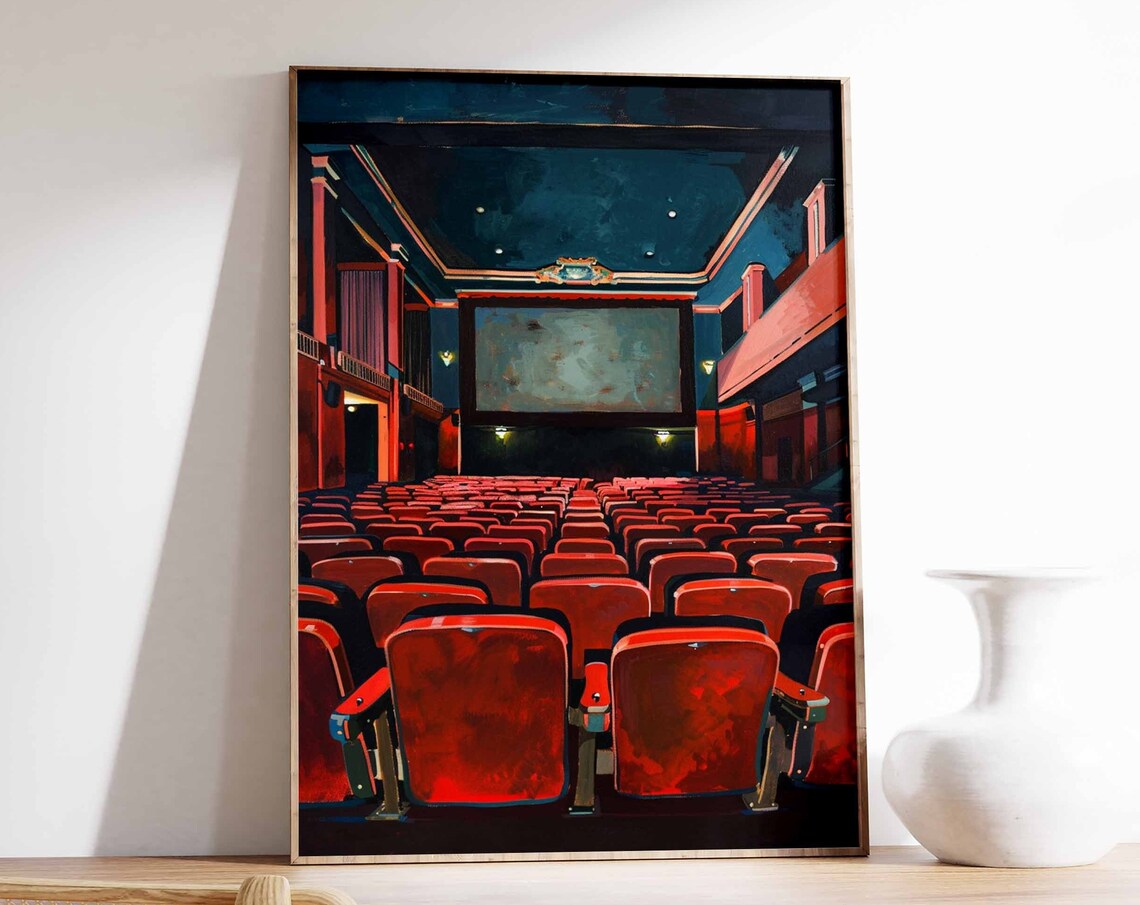 Vintage Movie Theatre Poster, Retro Cinema Wall Art