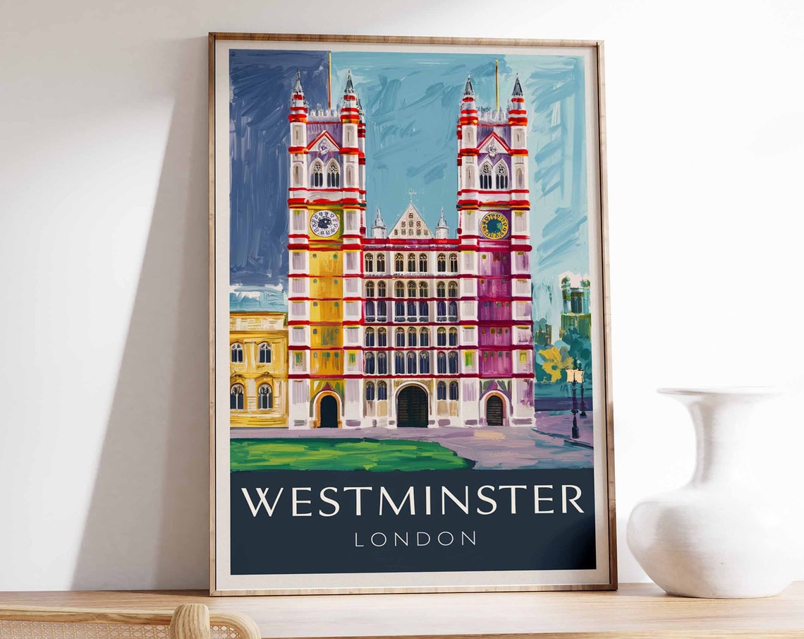 Westminster Poster London Print London Art London Poster London Travel Print William Morris Print Retro London Art