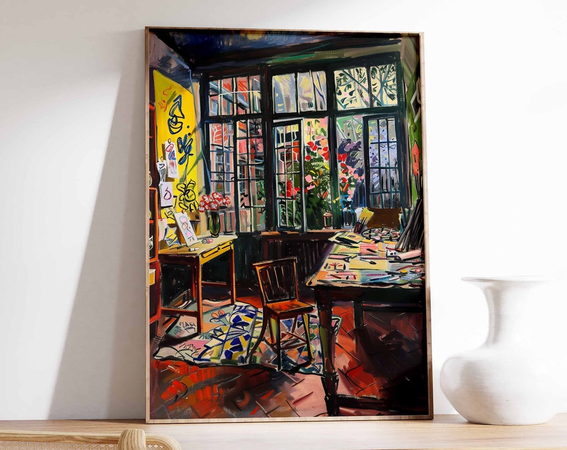 Garden Conservatory Artist Studio with Drawing Table Flowers Poster