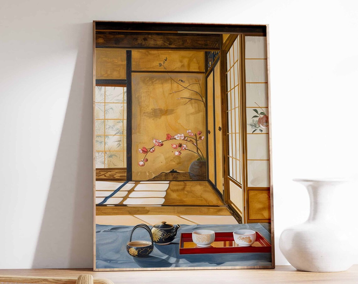 Traditional Japanese Tea House, Oriental Art Print