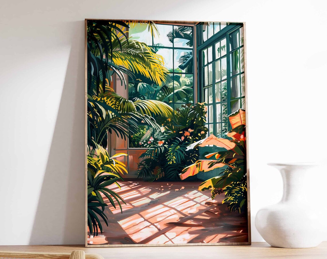 Tropical Greenhouse Conservatory Palm Sunlight Botanical Poster