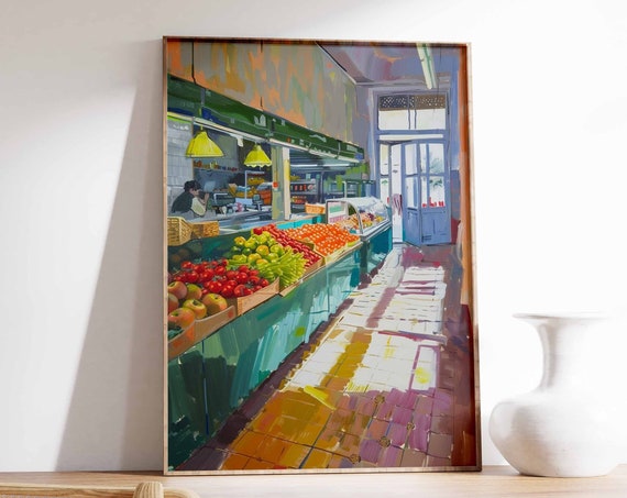 Fruit And Vegetable Market Poster Farmers Market Wall Art Food Print Kitchen Decor Rustic Food And Drink Art Food Poster Food Art