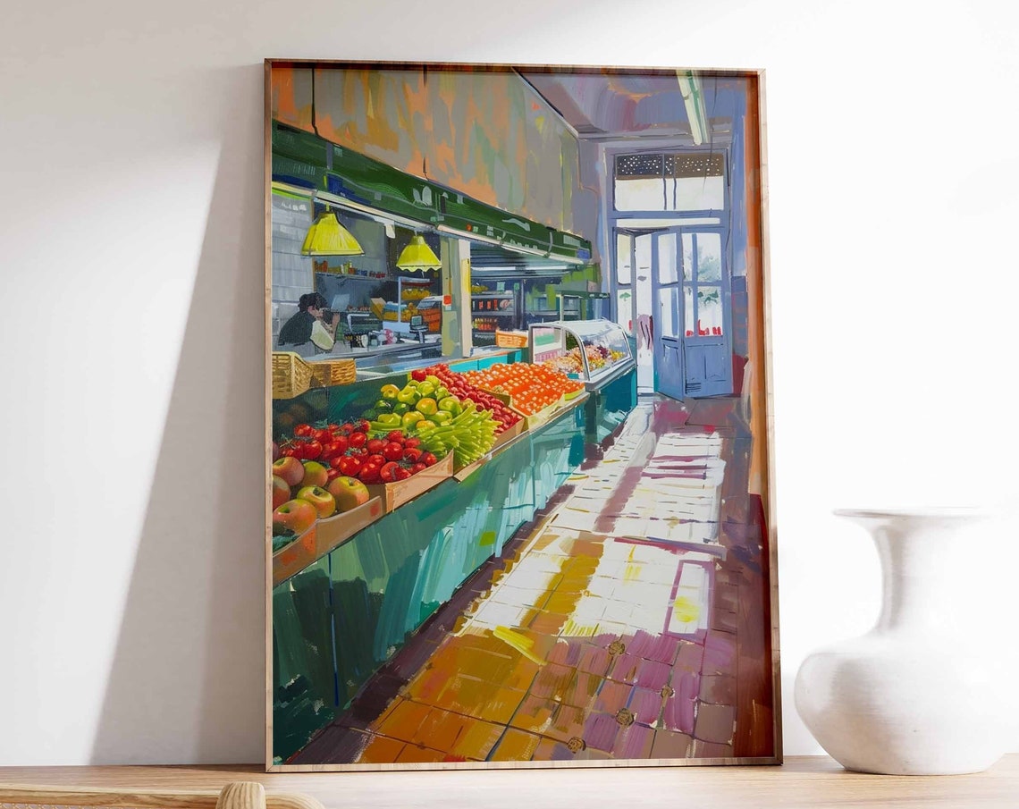 Fruit And Vegetable Market Poster Farmers Market Wall Art Food Print Kitchen Decor Rustic Food And Drink Art Food Poster Food Art