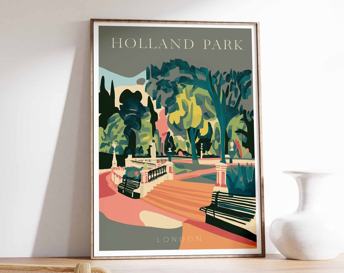 Holland Park Poster Botanical Print William Morris Print London Art London Poster London Travel Print Vintage Decor Retro Travel Art