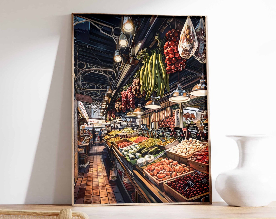 Fruit And Vegetable Market Poster Farmers Market Wall Art Food Print Kitchen Decor Rustic Food And Drink Art Food Poster Food Art