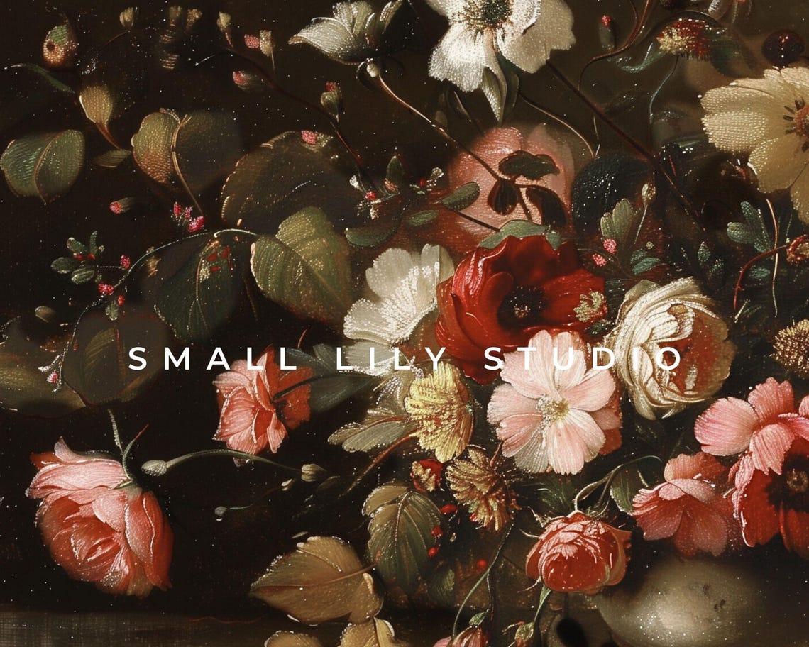 Frame Tv Art Moody Florals Frame Tv Art Vintage Style Still Life Flower Painting Dark Floral Farmhouse Tv Art Screensaver Tv401 - Image 4