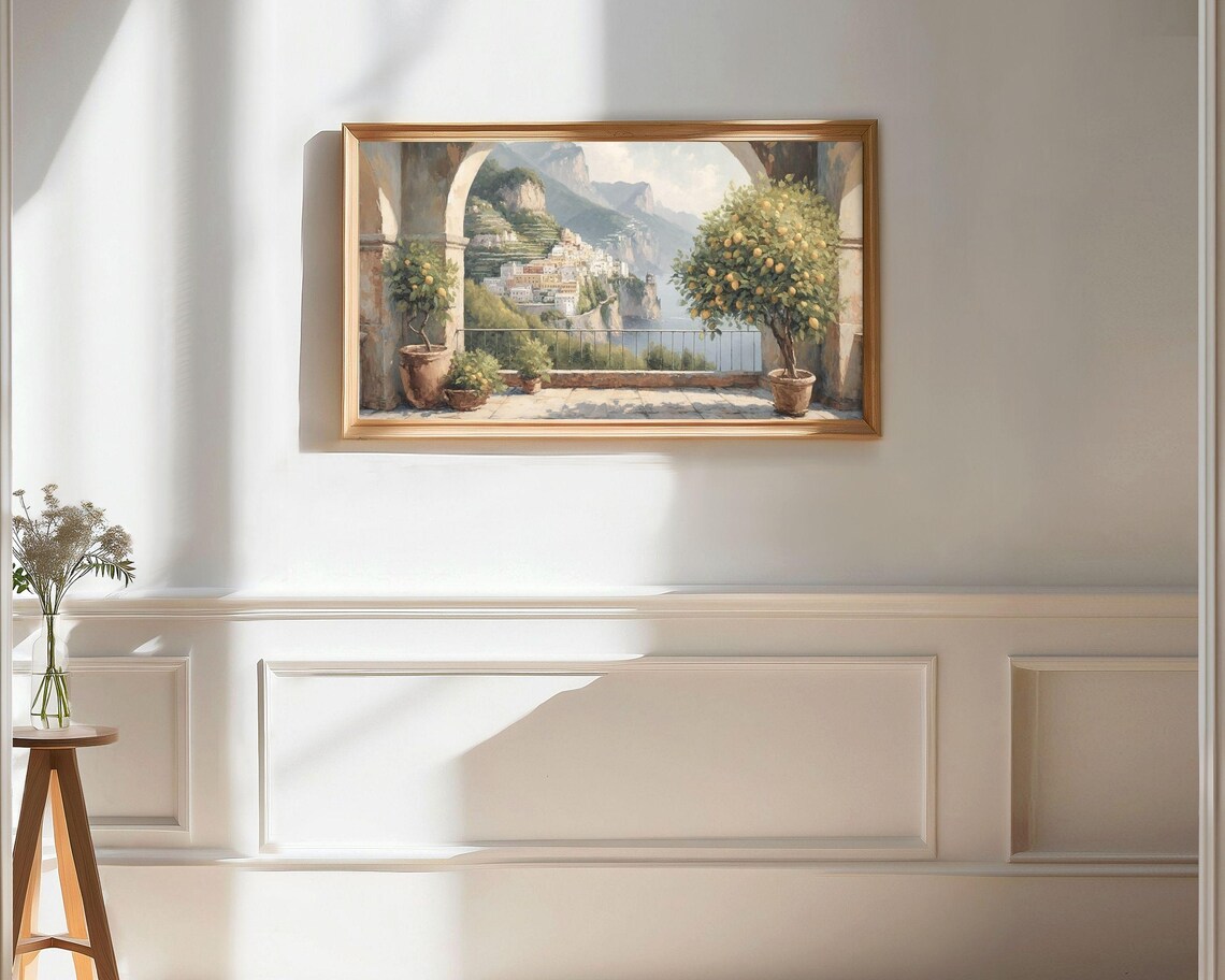 Summer Italian Terrace Lemon Tree, Amalfi Coast Art Print - Image 3