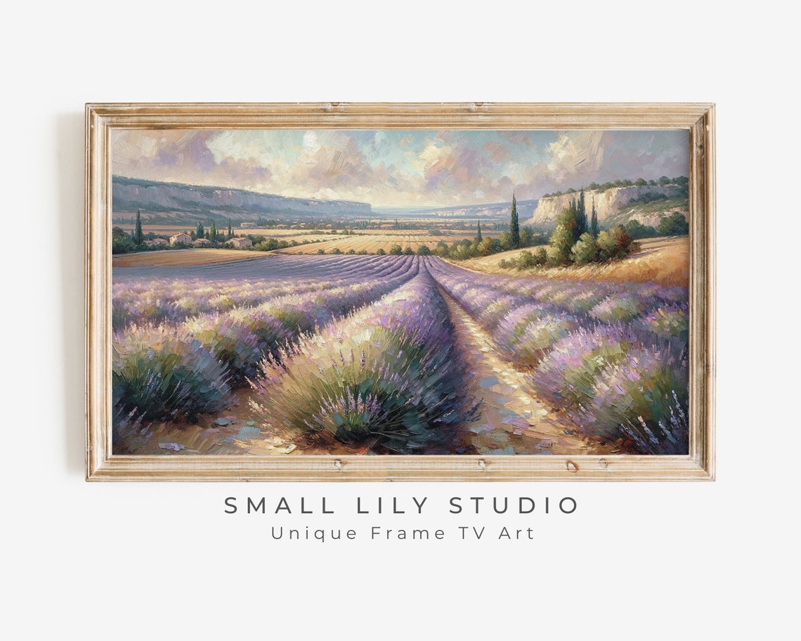 Provence Lavender Fields Sunset Vintage Impressionist Landscape Poster