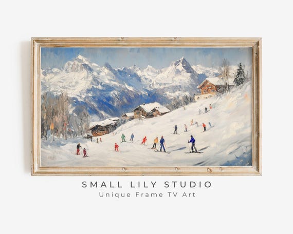 Skiing Holiday in the Swiss Alps, Vintage Travel Poster