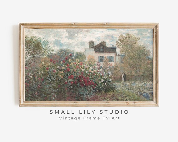 Frame Tv Art Rose Garden Vintage Painting Frame Tv Art Rustic Country Cottage Antique Moody Oil Painting Tv Screensaver Tv014