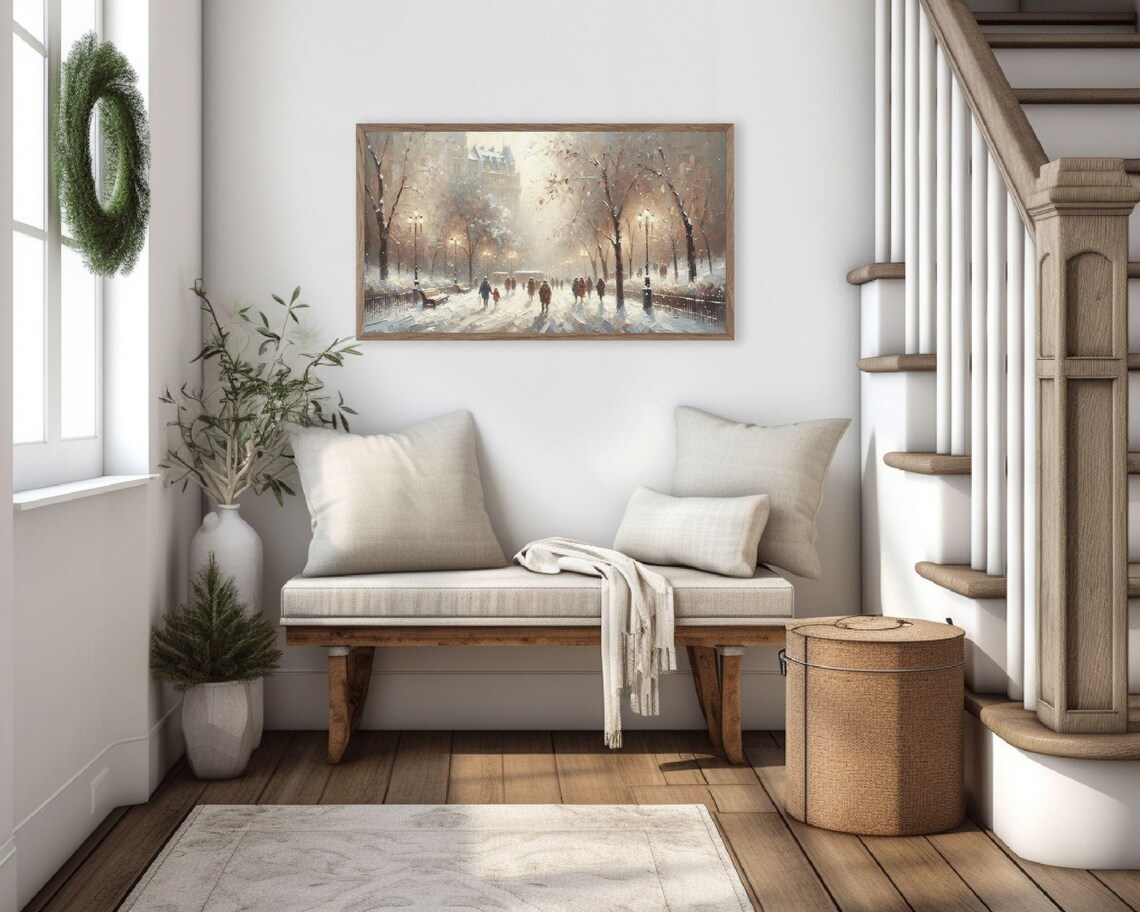 Walking In The Winter Snow, Vintage Winter Landscape Art Print - Image 3