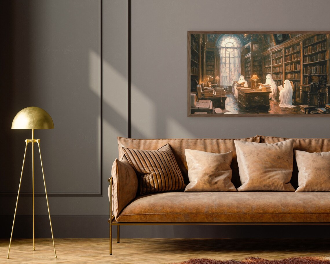 Ghosts In Library Halloween Art Print, Vintage Style - Image 3