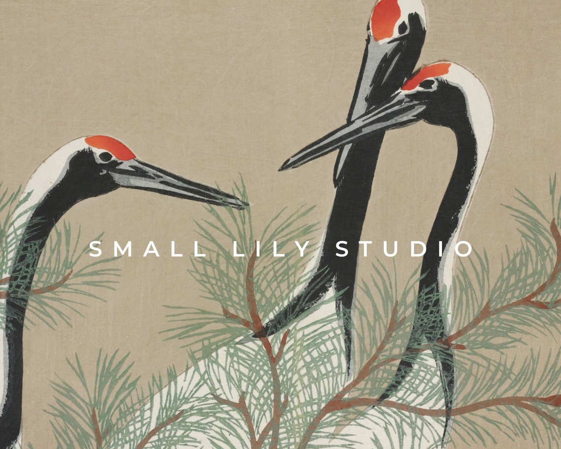 Frame Tv Art Japanese Cranes Vintage Wood Block Print Antique Japan Bird Painting Tv Art Japandi Tv Art Woodblock Tv106 - Image 4