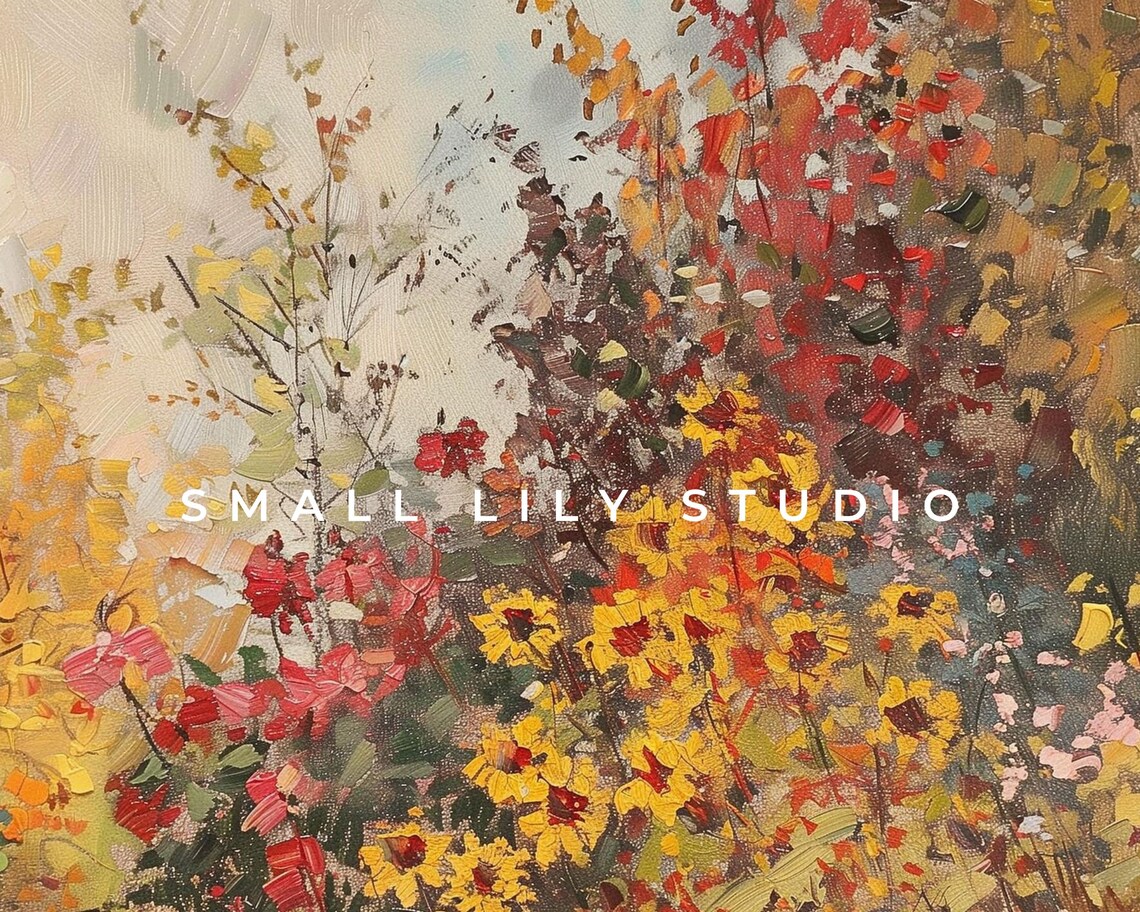 Fall Floral Landscape Vintage Style Art Print - Image 4