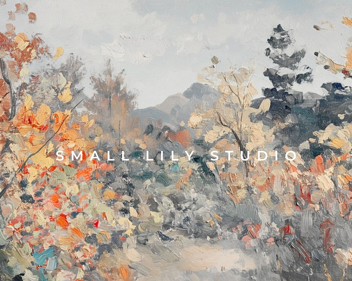 Autumn Forest Path Through Colorful Woods With Mountains Poster - Image 4