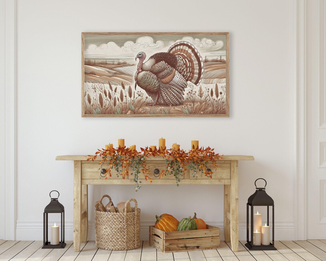 Thanksgiving Turkey Sketch, Vintage Style Art Print - Image 3