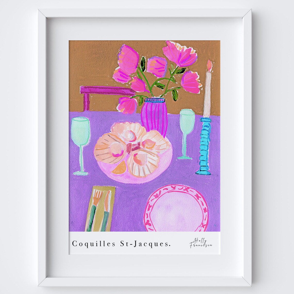 Scallops Watercolor Kitchen Food Art Print