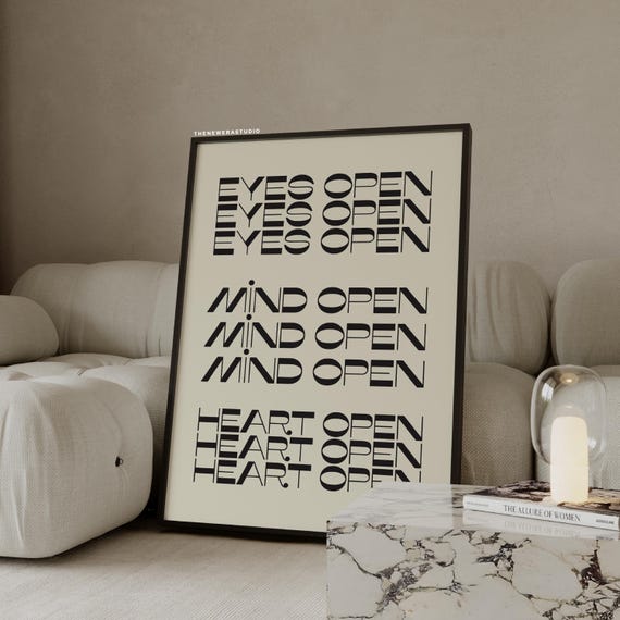Beige Black Eyes Open Mind Heart Poster The New Era Studio
