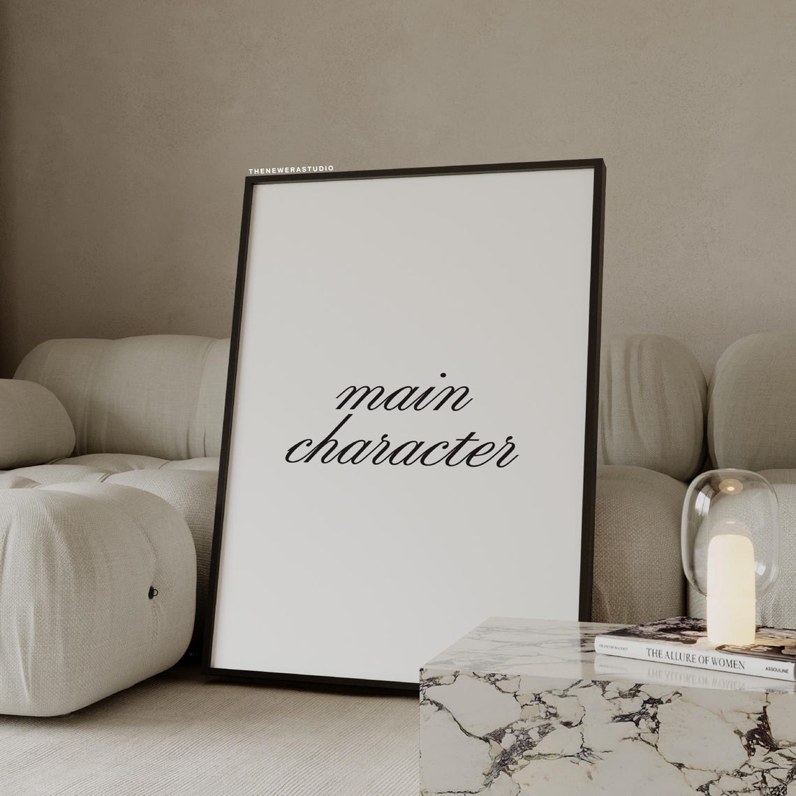 Main Character Script Typography Minimalist White Modern Poster