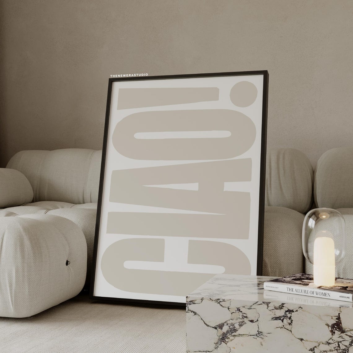 Ciao Beige Oversized Minimalist Typography Wall Decor Poster