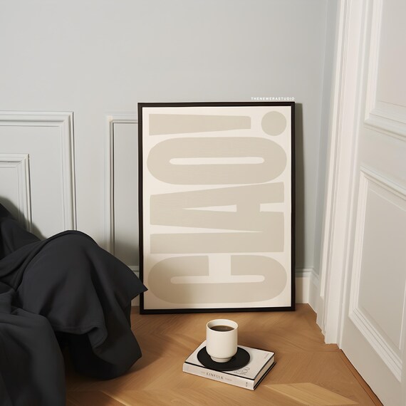 White Beige Ciao Printed Poster The New Era Studio
