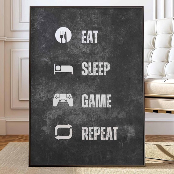 Black Gaming Print Boys Bedroom Decor Poster Teen Room Art Games Wall Gift For