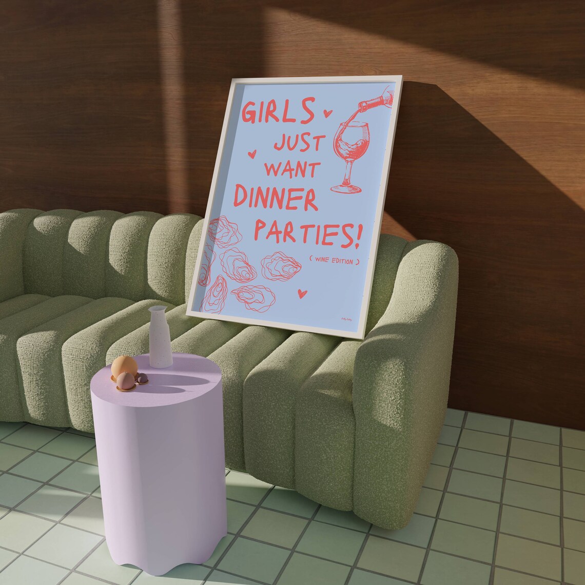 Girls Just Want Dinner Parties Wine Edition Oyster Poster Decor - Image 2