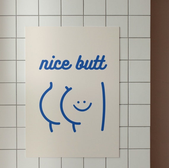 Nice Butt Funny Bathroom Retro Toilet Art Print