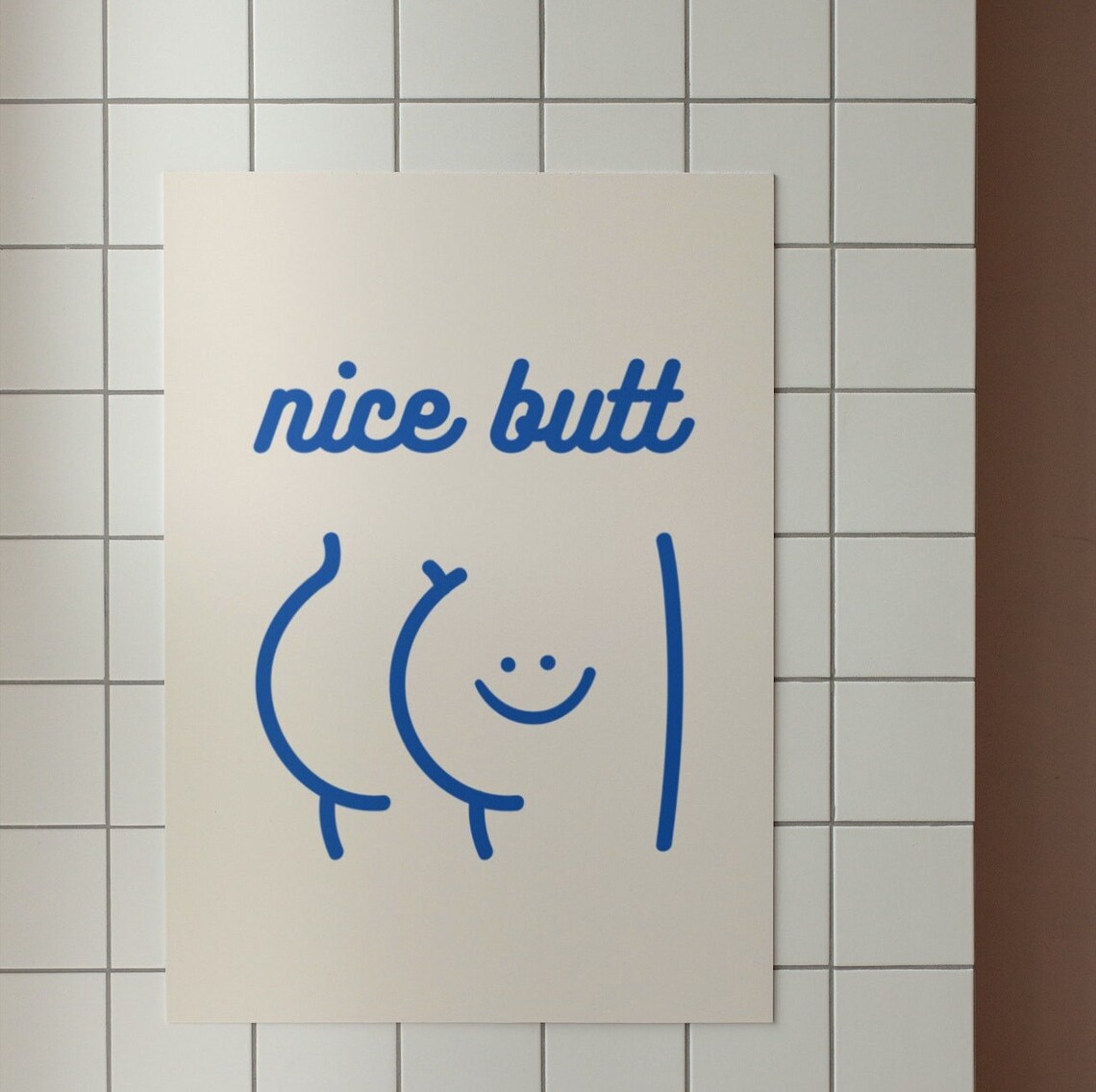 Nice Butt Funny Bathroom Retro Toilet Art Print