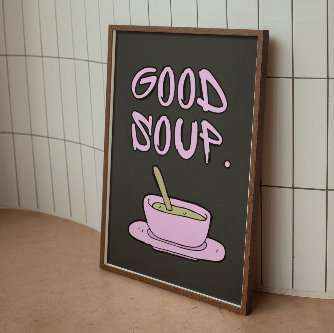 Good Soup Wall Print Funky Wall Art Retro Kitchen Wall Decor Funny Kitchen Print Large Art Soup Lover - Image 2