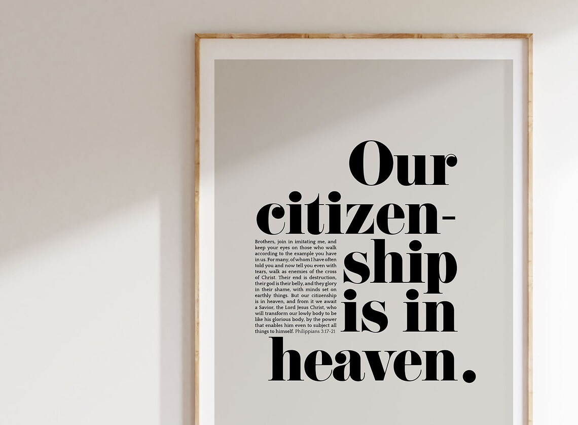 Philippians 3:20 Our Citizenship Is In Heaven Bible Verse Poster Decor - Image 3