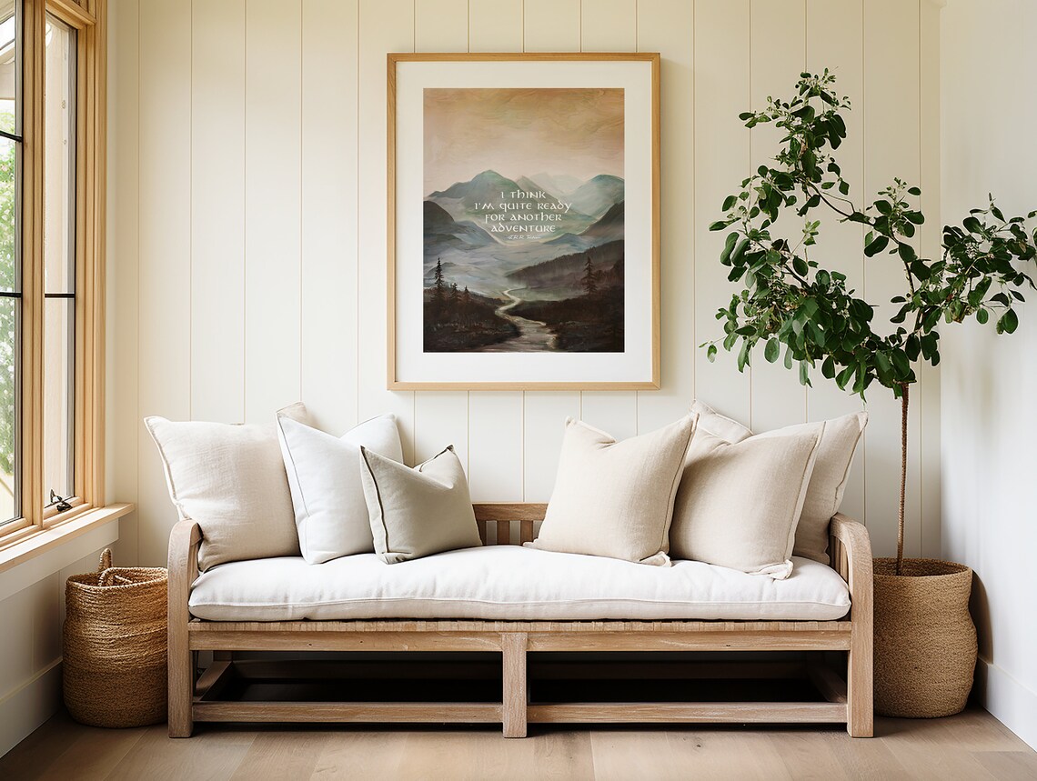 I'm Quite Ready For Another Adventure Tolkien Misty Mountain Valley Poster - Image 2