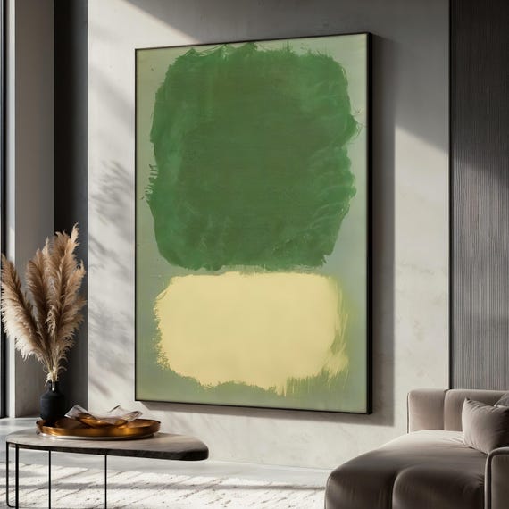 Mark Rothko Painting, Expressive Green Abstract