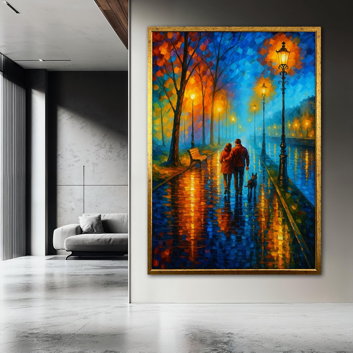 Colorful City Walk, Abstract Romantic Couple Art - Image 3