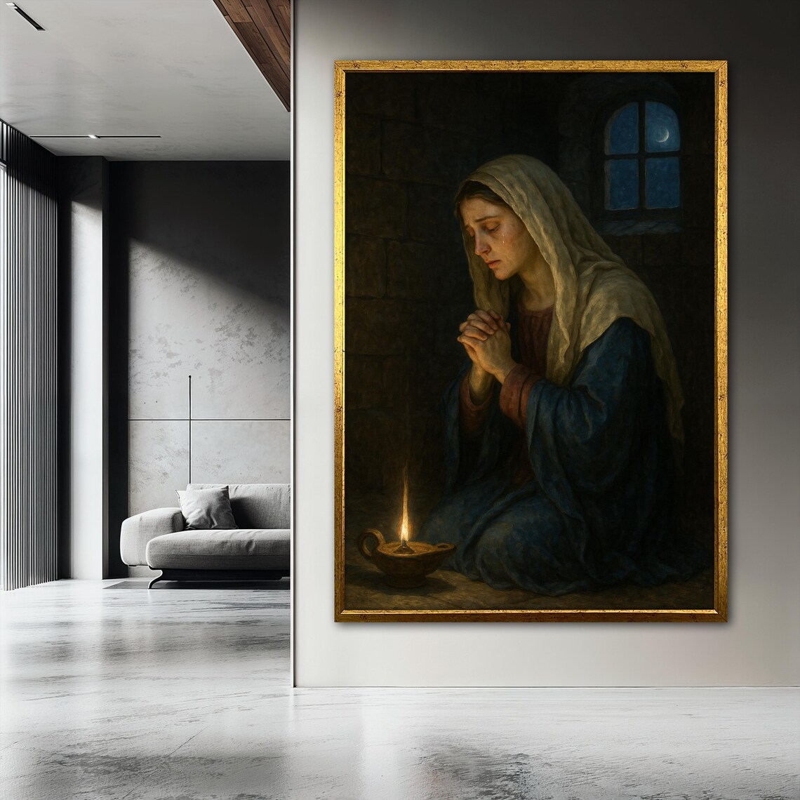 The Prayer Of Mary Painting, Christian Decor - Image 3