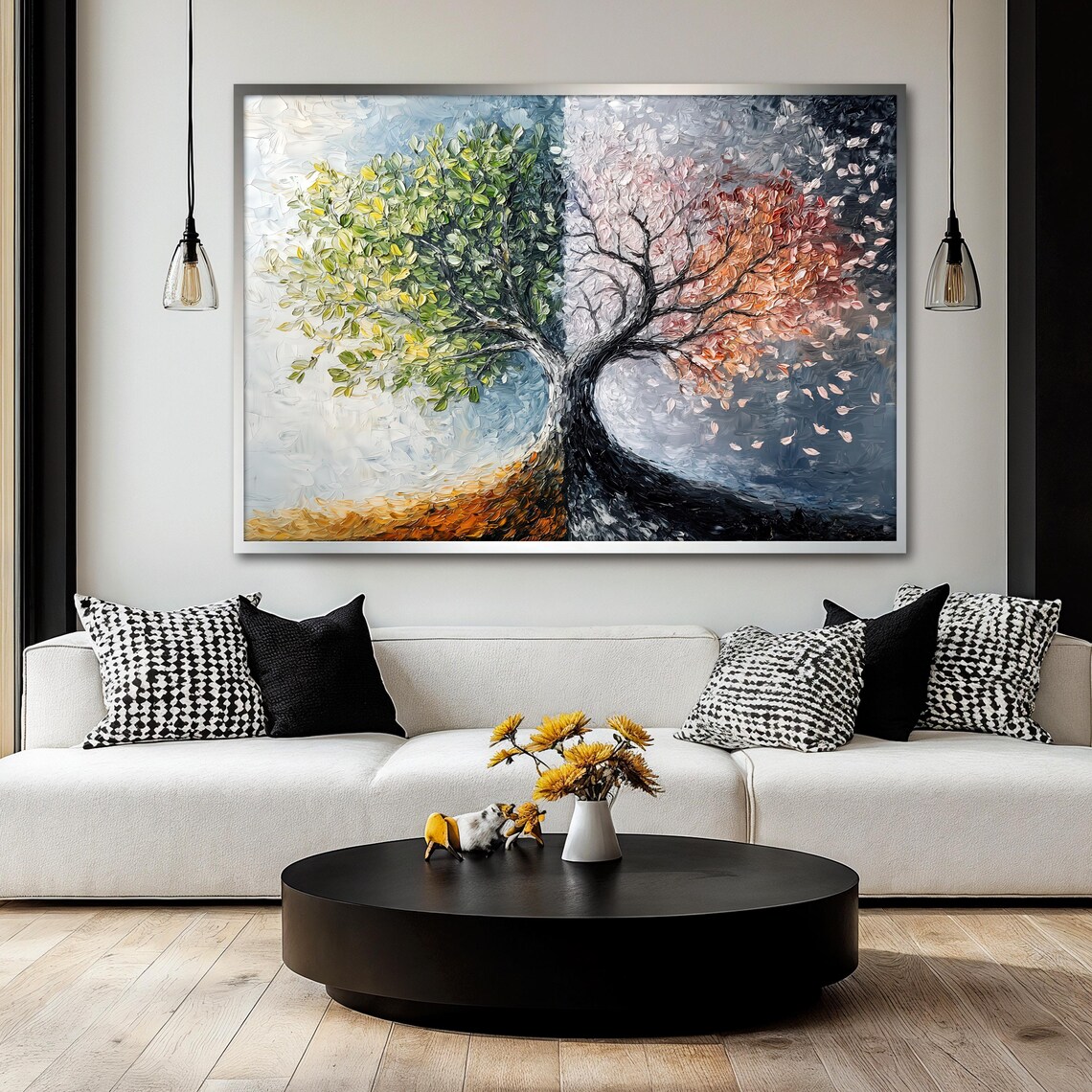 Four Seasons Tree Painting, Seasonal Landscape - Image 2