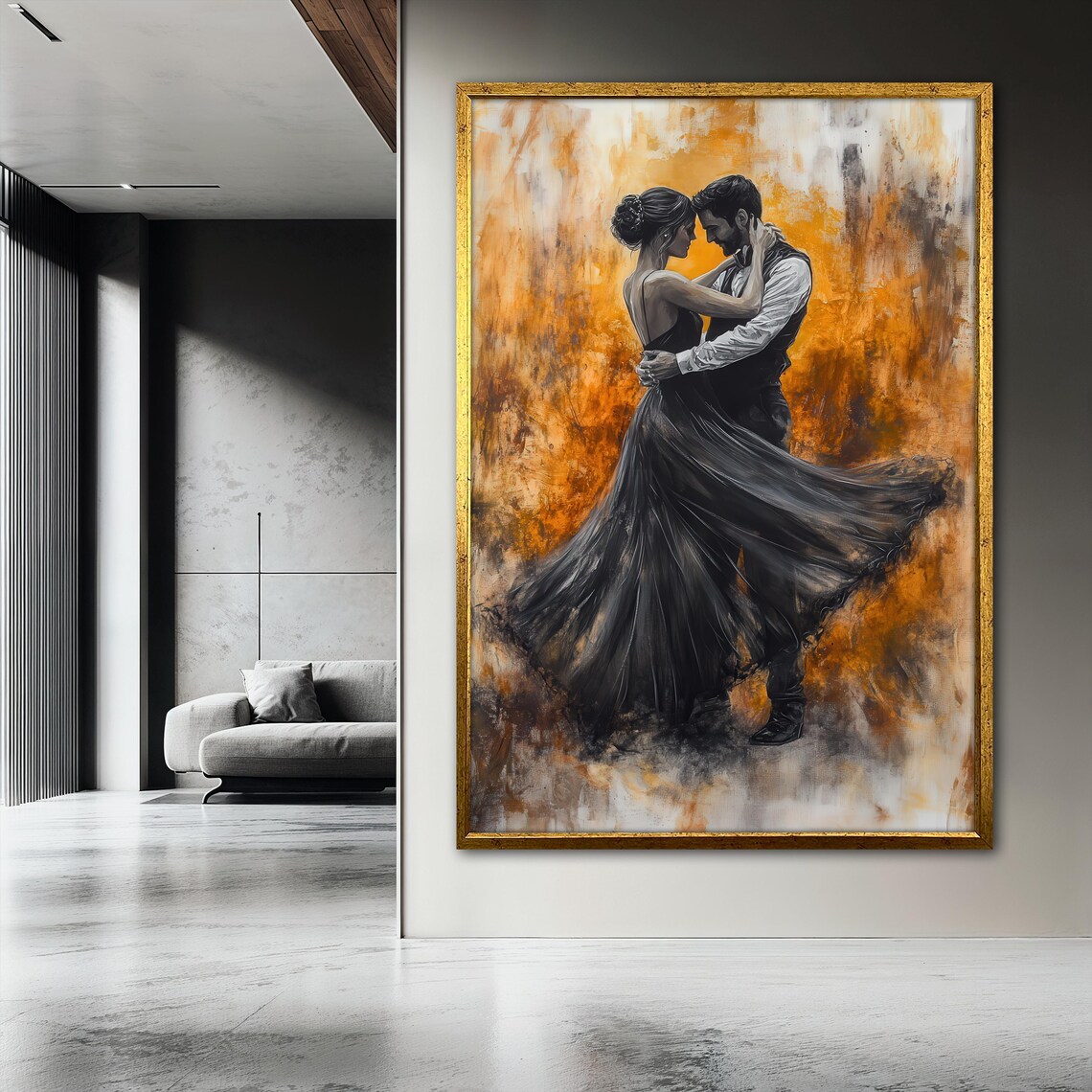Romantic Couple Dance Painting, Elegant Ballroom - Image 3