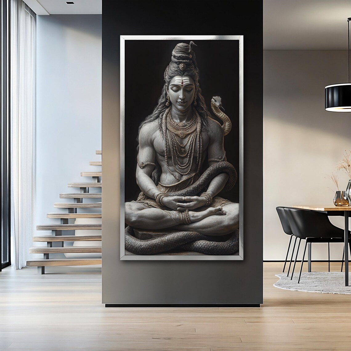 Lord Shiva Painting, Serpent Meditation Portrait - Image 2