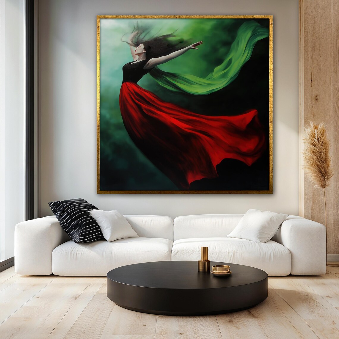 Red Dress Woman Painting, Feminine Freedom Art Print - Image 3