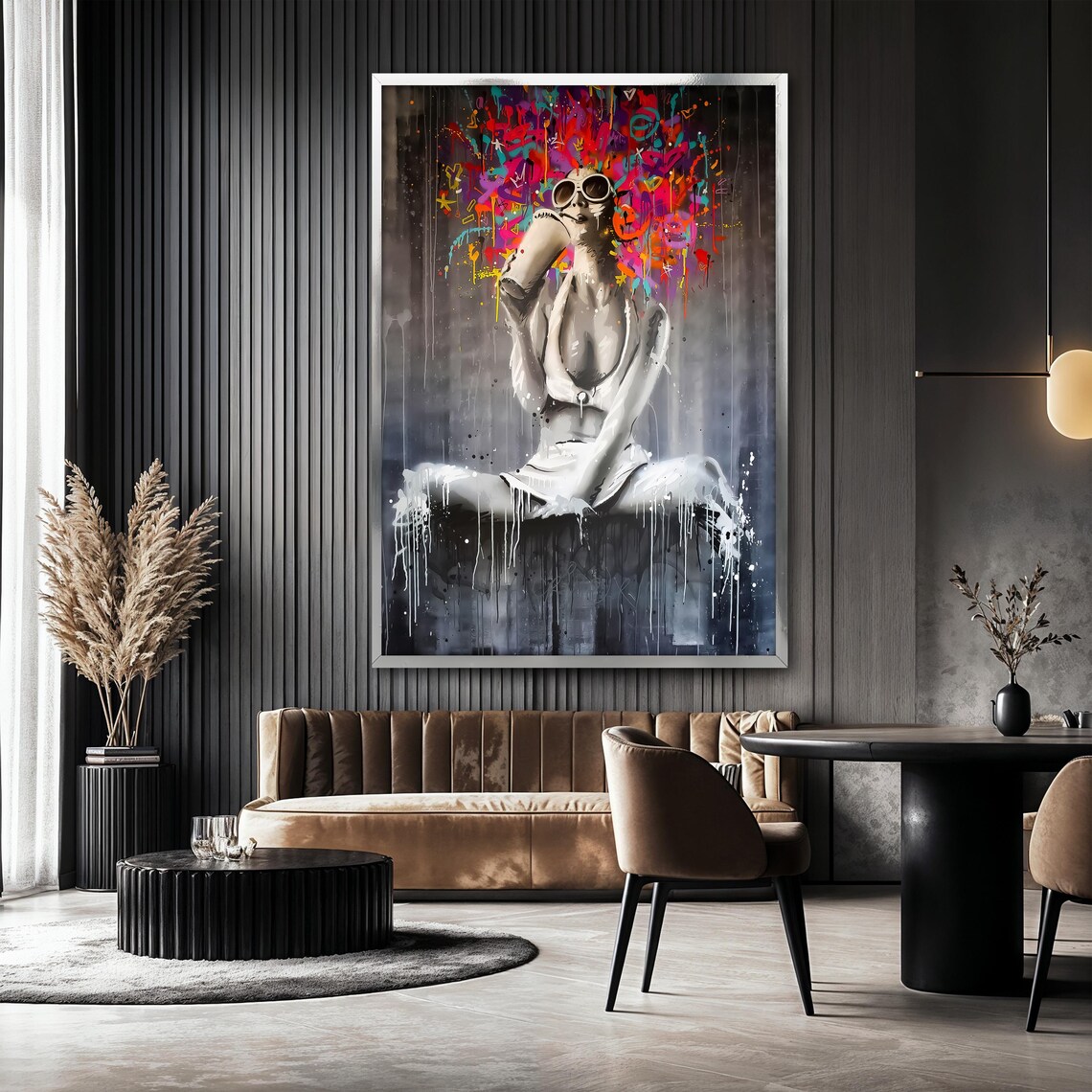 Colorful Graffiti Woman Painting, Urban Street Art - Image 2