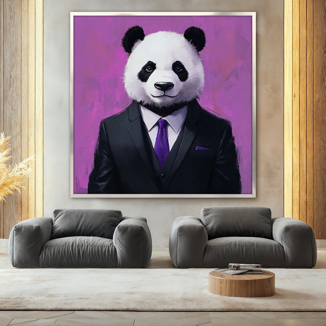 Panda Painting, Funny Animal Office Decor - Image 2
