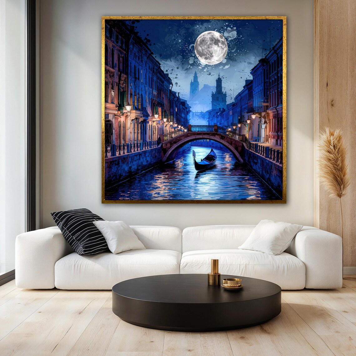 Venice Moonlight Painting, Romantic Gondola Travel Poster - Image 3